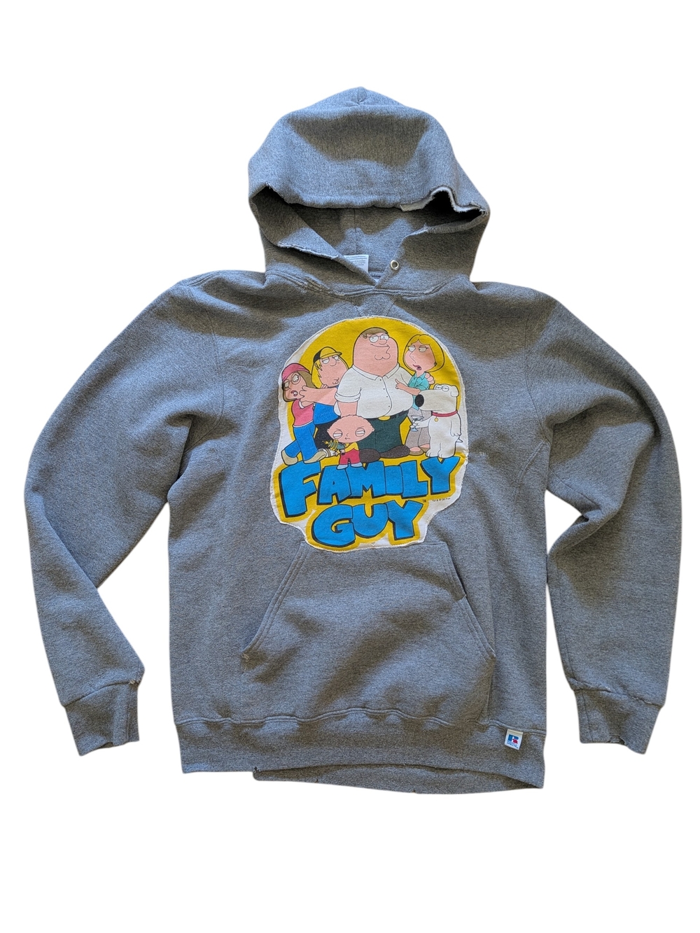 Vintage Super Distressed Gray Hoodie with Colorful Family Guy Graphic 2006 Logo